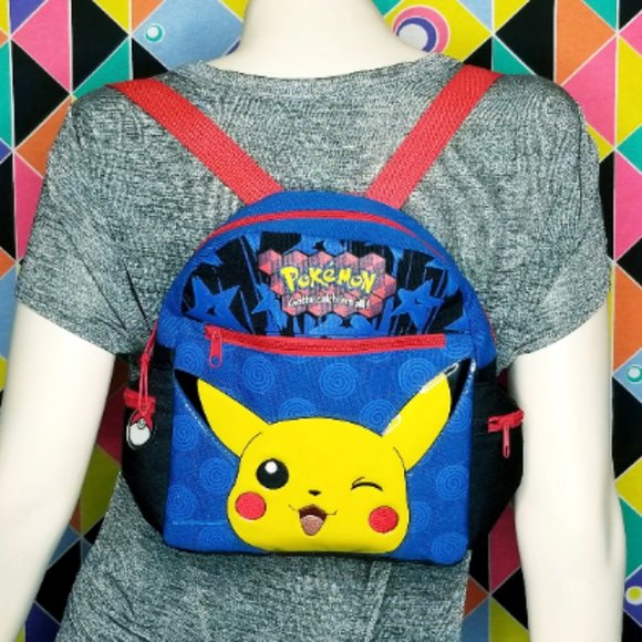 90s Kids Vintage Pokémon Backpack Y2k 2000 Nintendo Pikachu Gotta catch 'em all - Picture 1 of 10